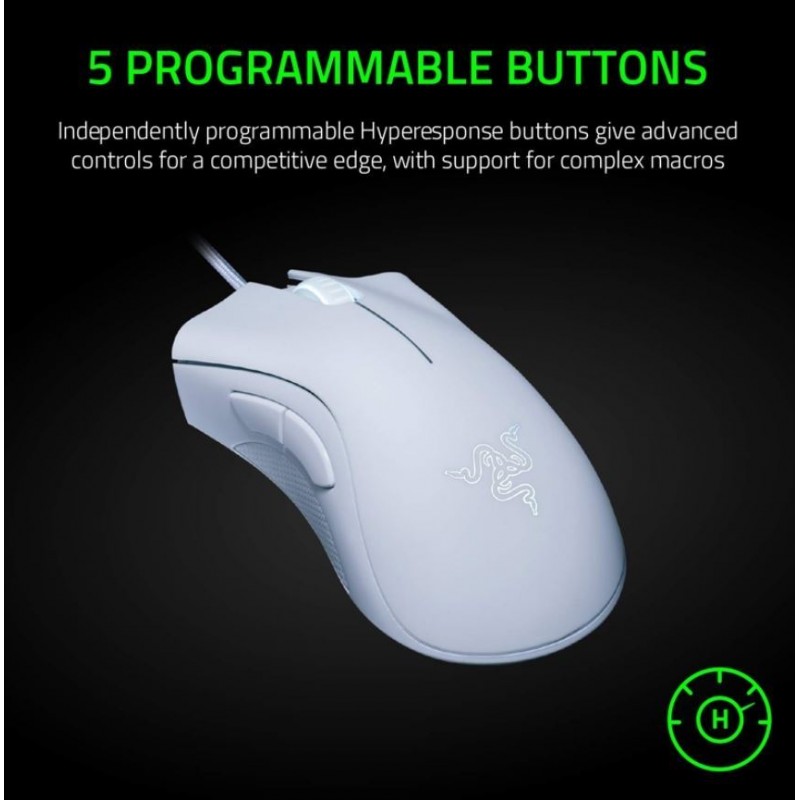 Razer DeathAdder Essential Ergonomic 6400 DPI Wired Gaming Mouse - White