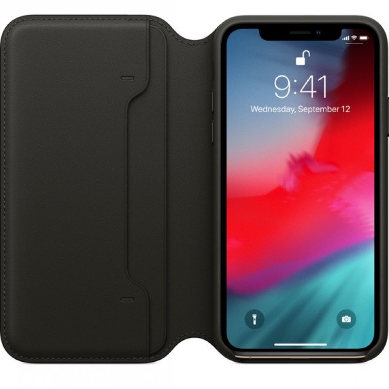 iPhone XS Leather Folio Black