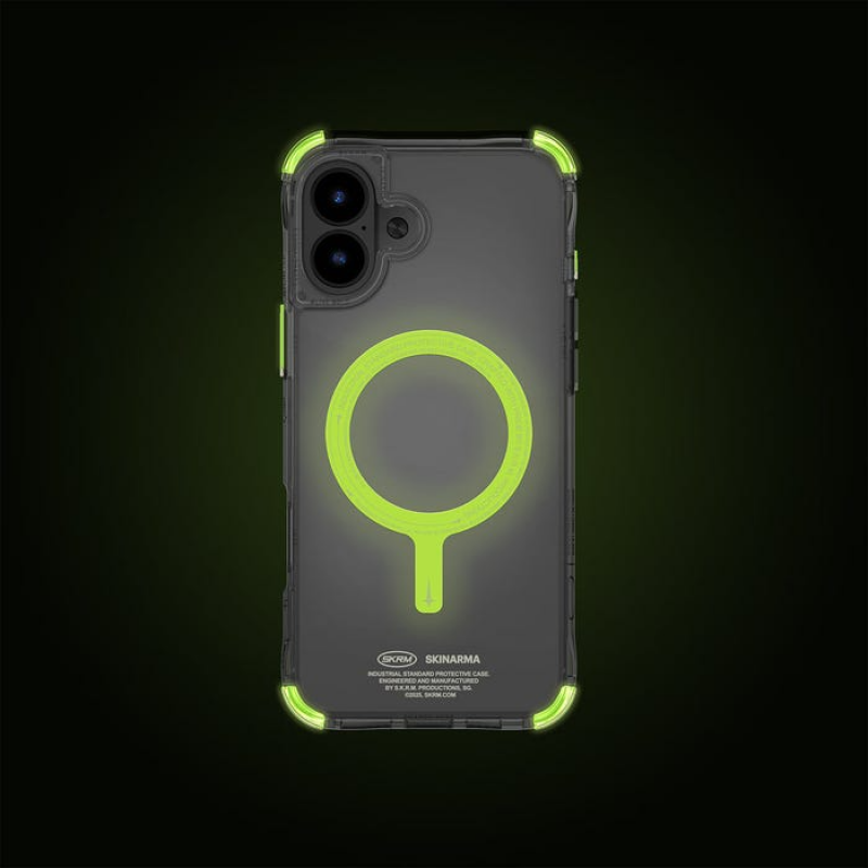 SKINARMA Case for iPhone 6.1" (2024) - Saido Mag-Charge (NiteGlow Edition), Lime Green