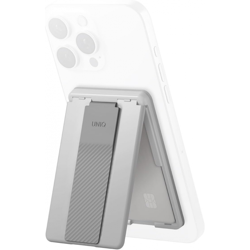 Uniq Heldro ID Magnetic Card Holder With Grip-Band and Stand - Chalk Grey