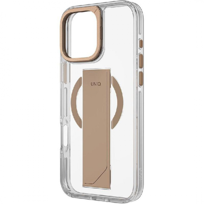 Uniq Hybrid Case for iPhone 16 Pro - Heldro Max MagClick with Camera Stand (6.3"), Taupe Gold