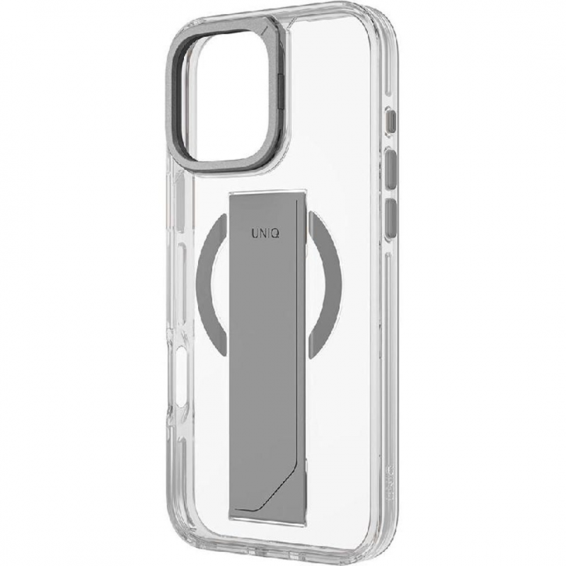 Uniq Hybrid Case for iPhone 16 Pro - MagClick Charging, Heldro Max with Camera Stand (6.9"), Lucent (Clear)