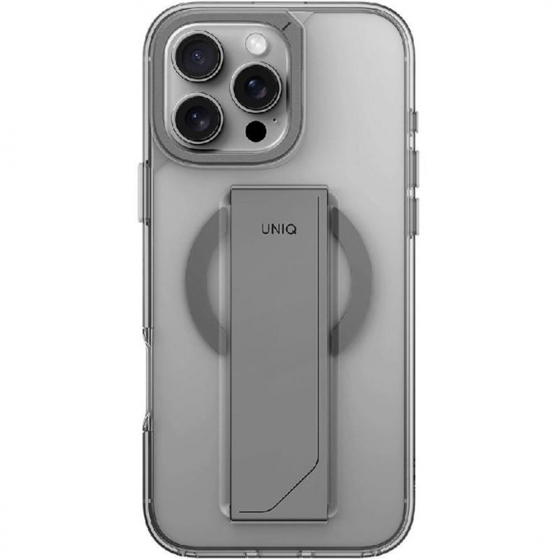 Uniq Hybrid Case for iPhone 16 Pro - MagClick Charging, Heldro Max with Camera Stand (6.9"), Lucent (Clear)