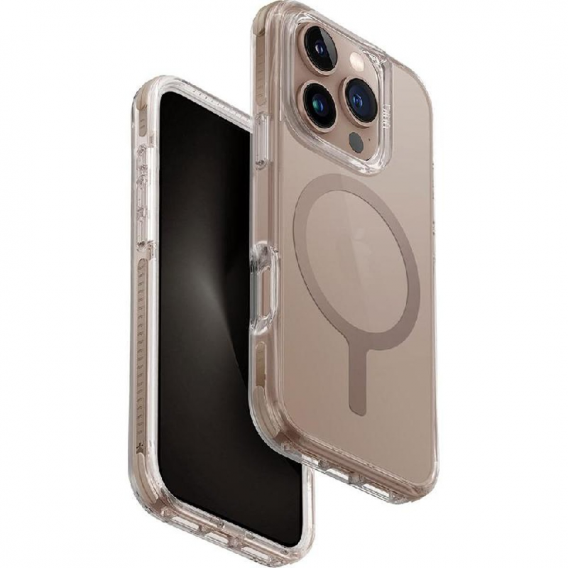 Uniq Hybrid Case for iPhone 16 Pro - MagClick, Combat Protection (6.3"), Taupe Gold