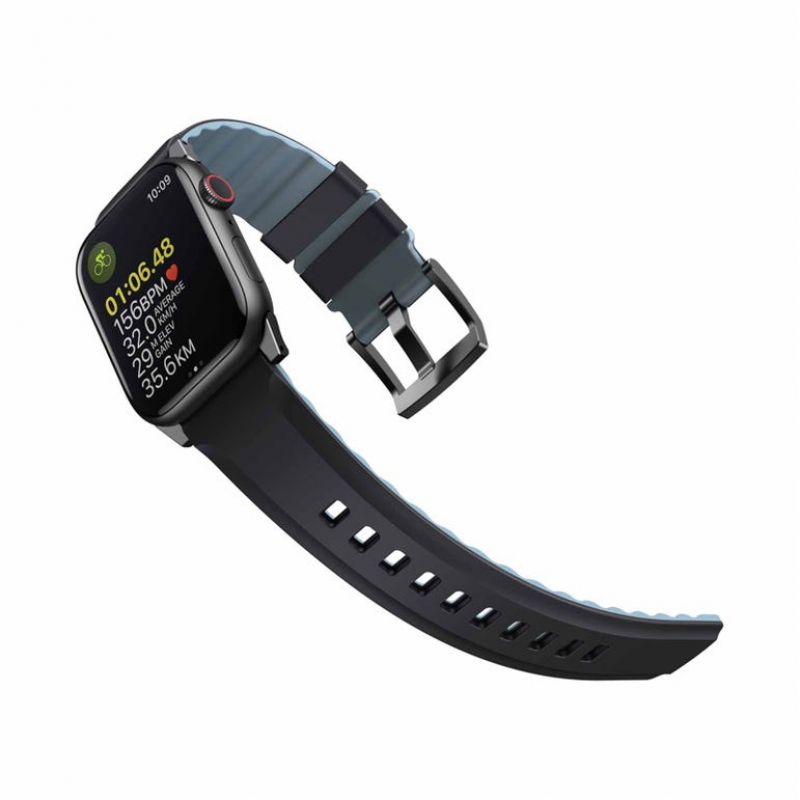 UNIQ LINUS AIROSOFT SILICONE APPLE WATCH STRAP 41/40/38MM - MIDNIGHT BLACK (BLACK)