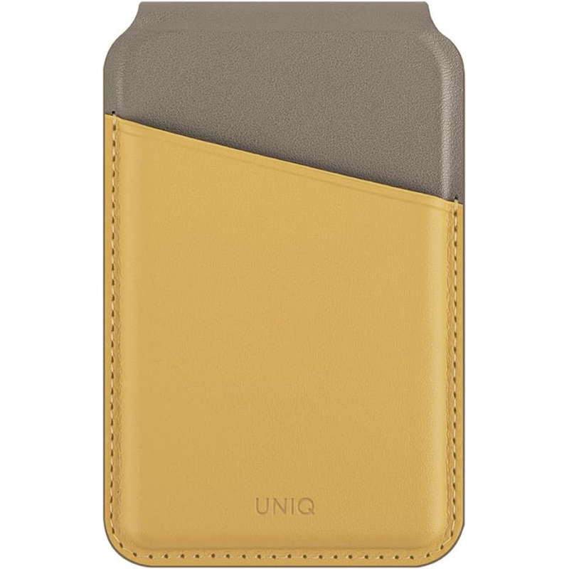 UNIQ LYDEN DS RFID-Blocking Magnetic Card Holder With Stand - Canary (Canary Yellow/Flint Grey)