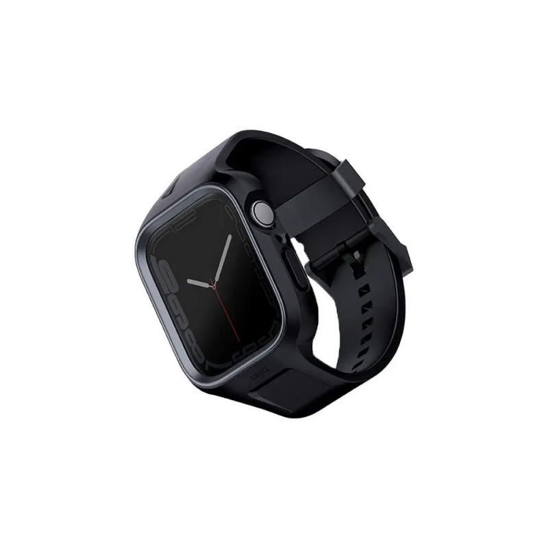 UNIQ MONOS 2-IN-1 APPLE WATCH STRAP WITH HYBRID CASE 45/44MM - MIDNIGHT BLACK (BLACK)