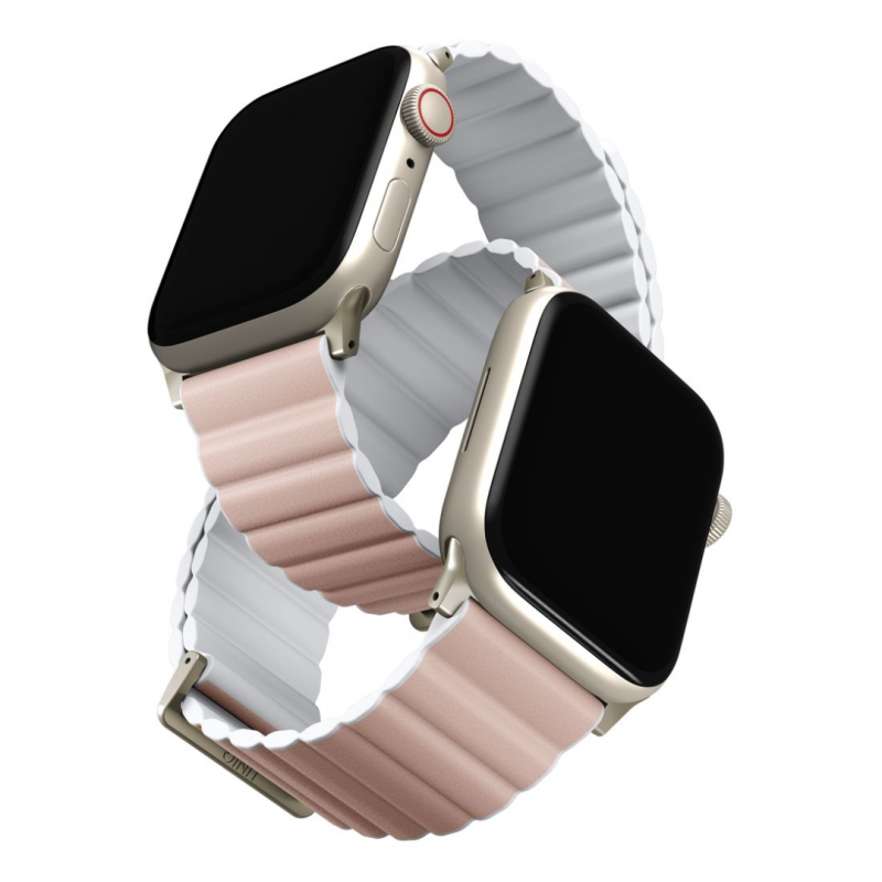 UNIQ REVIX PREMIUM EDITION Reversible Magnetic Apple Watch Strap 49/45/44/42MM - Blush (Blush Pink/White)