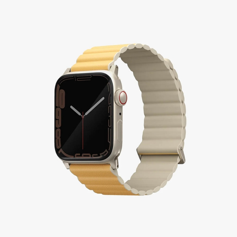 UNIQ REVIX PREMIUM EDITION Reversible Magnetic Apple Watch Strap 49/45/44/42MM - Canary (Canary Yellow/Ivory)