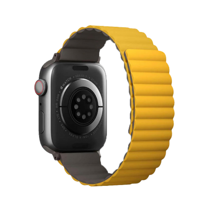 UNIQ REVIX Reversible Magnetic Apple Watch Strap 45/44/42MM - Mustard (Mustard/Khaki)