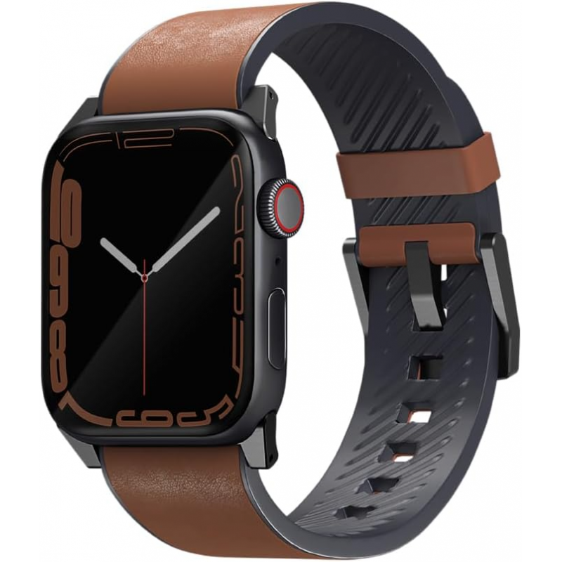 UNIQ STRADEN WATERPROOF LEATHER HYBRID APPLE WATCH STRAP 45/44/42MM - TOFFEE (BROWN)