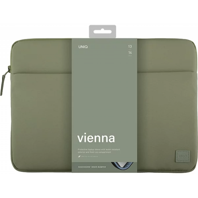 UNIQ VIENNA PROTECTIVE NYLON LAPTOP SLEEVE (UP TO 14”) - LAUREL GREEN (LAUREL GREEN)