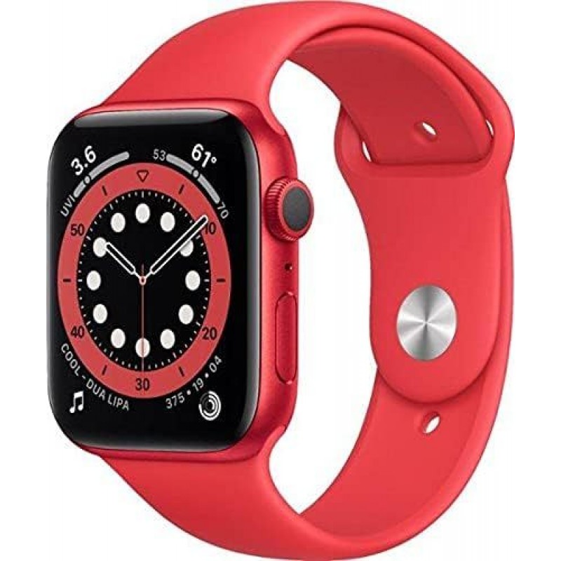 Apple Watch Series 6 smart watch, aluminum frame, size 44 mm, sports strap - red
