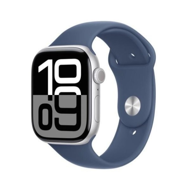 Apple Watch S10 Cellular 46mm Silver Aluminium with Denim Sport Band – M/L