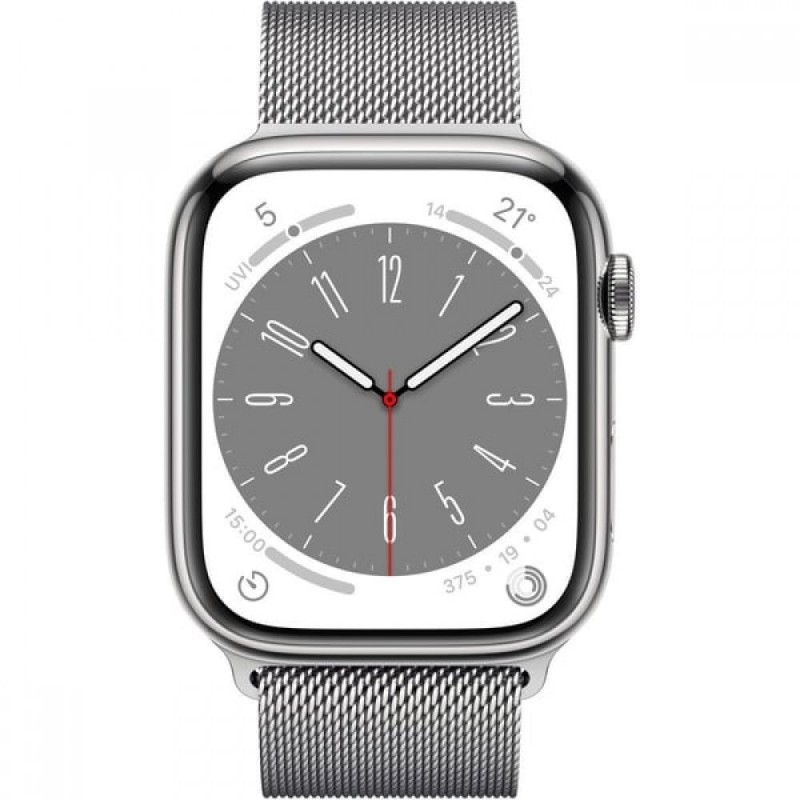 Apple Watch 8th Generation, 41mm Stainless Steel Loop - Milanese Silver